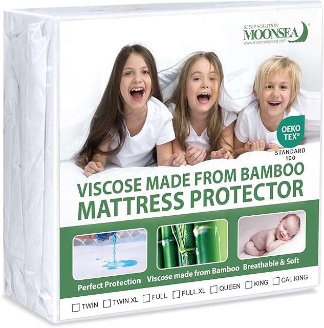 Waterproof Mattress Protector Twin Size, Skin Friendly and Breathable Twin Mattress Cover for Kids, Viscose Jersey Mattress Pad with 14" Deep Pocket