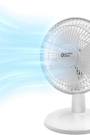 Comfort Zone Mini Desk Fan Portable 2 Speed Tabletop Fan with Fully Adjustable Tilt Office Fan