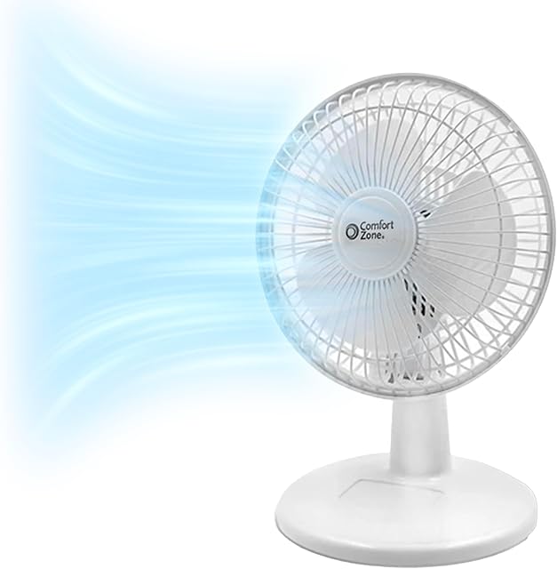 Comfort Zone Mini Desk Fan Portable 2 Speed Tabletop Fan with Fully Adjustable Tilt Office Fan