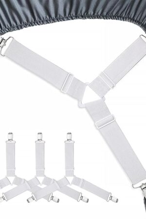 Bed Sheet Holder Straps Fitted Sheet Keepers Bedsheet Holders Fasteners - Elastic Adjustable Bedsheet Holders for a Wrinkle Bed Sheet