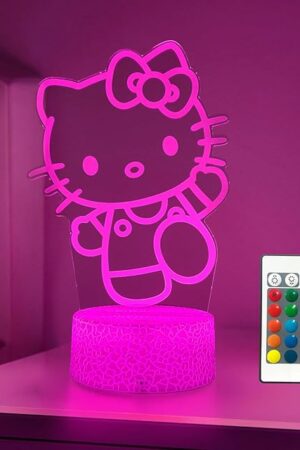 Cat Night Light Cute Night Light - Anime Charater 16 Color Change Decor Kitty Lamp with Remote, Dim, Timer,Kids Gifts for Christmas Birthday,Nursery Baby