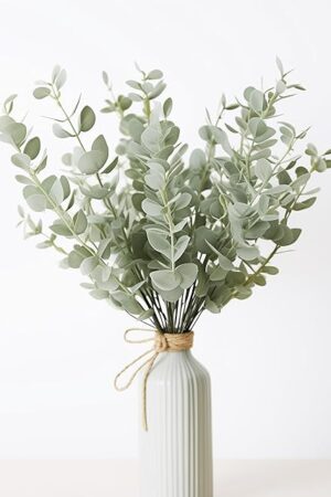 20 Pcs Fake Eucalyptus Stems Faux Eucalyptus Leaves Eucalyptus Artificial Fake Greenery for Centerpiece Fake Flower for Vase Home Bouquet Wedding Decoration