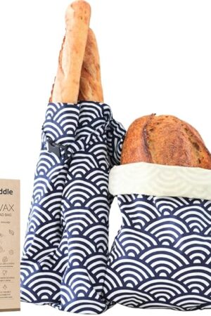 2 XL Beeswax Bread Bags for Homemade Sourdough, Produce, Sandwiches & Lunchbox Use - Reusable Bread Storage Bags, Washable (2-Pack)