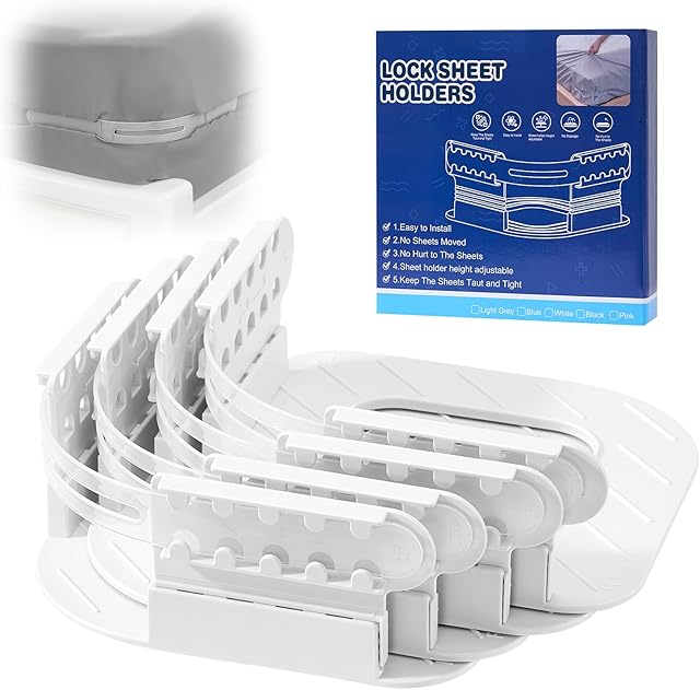 Bed Sheet Holder Fitted Sheet Straps,Lock Sheet Holders, Bed Sheet Locks, Sheet Clips,Sheet Holders for Corners Keep Sheets Firm & Tight(Set of 4 Pcs)