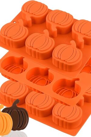 WMKGG 3 Pack Pumpkin Cake Molds Silicone 6-Cavity Pumpkin Cake Pan for Baking Muffin Cupcake Chocolate Halloween Thanksgiving Wax Melts Soap Making