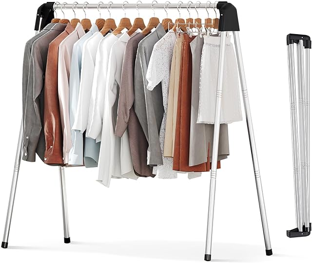 APEXCHASER Clothes Drying Rack Foldable, Stainless Steel Laundry Drying Rack Collapsible, Clothes Hanger for Sweater Baby Clothes Towel for Indoor & Outdoor, Portable Clothes Airer for Travel