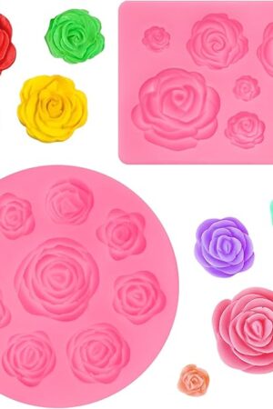 2PCS Rose Flower flower Molds, Silicone Fondant Molds for Chocolate Candle Cake Decorating, DIY Art Sugarcraft Cake