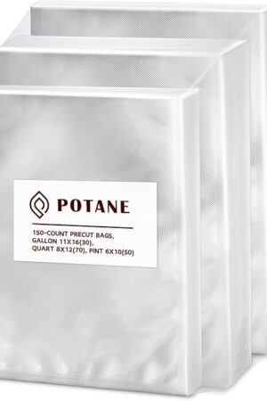 Vacuum Sealer Bags, Precut 150 Gallon 11x16, Quart 8x12, Pint 6x10, Smell-Proof, Puncture Prevention and Heavy duty. Commercial Grade