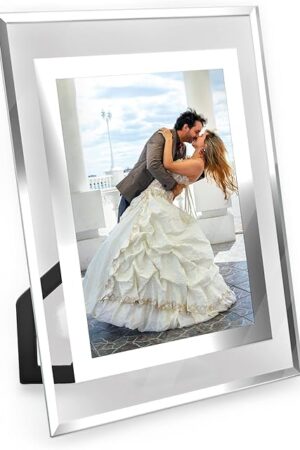 5x7 Picture Frames - Glass Photo Frame for Tabletop/Desktop Display, Horizontal/Vertical Orientation, Silver Finish