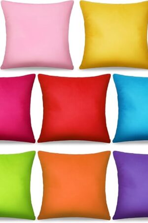 8Pcs 18 x 18 Inch Decorative Throw Pillow Covers Rainbow Mix Color Pillow Cases Colorful Square Cushion Covers with Hidden Zipper for Couch Sofa Bedroom Patio Balcony,Linen Material（Covers Only）