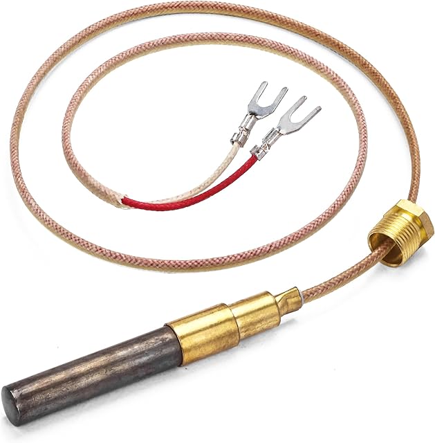 BlueStars 24" Thermopile Generators 750 Millivolt Thermopile Q313A for Gas Water Heater/Fireplace/Gas Fryer/Oven, 750 Temperature Resistance Cluster Thermocouple for Fireplace (24" Aluminum)