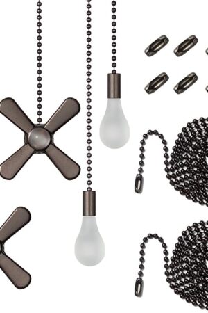 Ceiling Fan Pull Chain , Including 4Pcs Beaded Ball Fan Pull Chain Pendant, Extra 8Pcs Pull Loop Connectors, 2Pcs 36 inches Fan Pull Chain Extension. (Oil Rubbed Bronze)