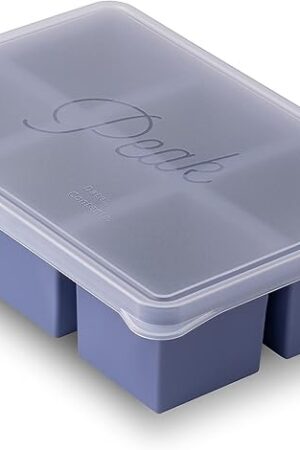 W&P Cup Cubes Silicone Freezer Tray with Lid, Blue, Makes 6 Perfect 1-Cup Portions, Freeze & Store Soup, Broth, Sauce, Leftovers, Dishwasher Safe