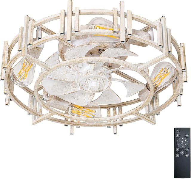 20'' Low Profile Ceiling Fan with Light Retro Industrial