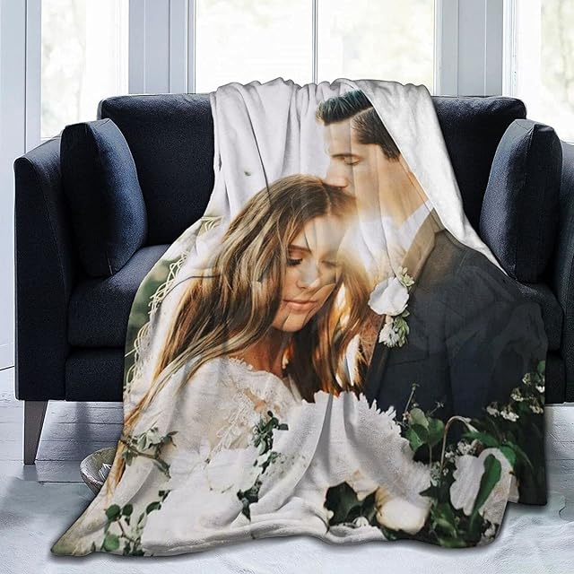 Custom Blanket with Photos Text Customized Blanket Personalized Flannel Throw Blankets for Adult Kid Birthday Christmas Halloween Fathers Mothers Valentines Gift - 40"x 50"