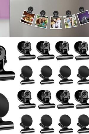 DIYMAG Hanging Photo Magnetic Clips, 20 Pack Fridge Magnets Heavy Duty Holder Party Graduation Collage Picture Display Diy Clip for Refrigerator Home Whiteboard Office Locker Classroom Balck