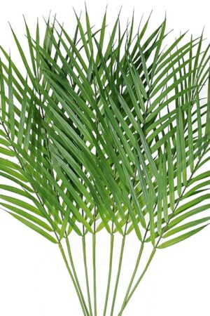 Artificial Areca Palm Leaves, 8 Pcs Faux Tropical Palm Tree Leaves Stems for Floral Arrangement, Hawaiian Luau, Jungle Beach Wedding Party Decor, 28 Inches Tall