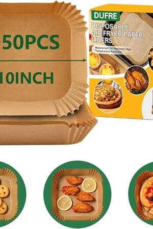 150Pcs Air Fryer Paper Liners 10 INCH [ Fit 7-12 QT] Parchment Paper,Disposable Square Paper for Air Fryer Non-stick Oil-proof for Baking,Roasting,Microwave,fathers day for dad