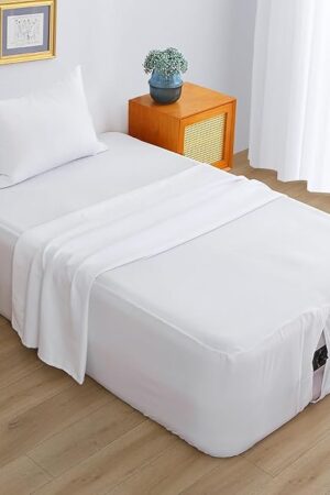 Air Mattress Sheet Set for 16-24 Inch Air Beds Twin Size,Deep Pocket Fitted Sheet with Inflation Opening,Soft & Breathable, for Guests, Camping, RVs, Includes Pillowcase Flat Sheet Fitted Sheet,White