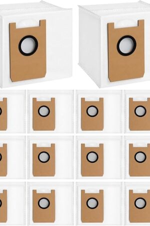 14 Pack Replacement Dust Bags Compatible with for AIRROBO T20+/ T25+/ T30+ Robot Vacuum, Large Capacity Disposable Dust Bags White
