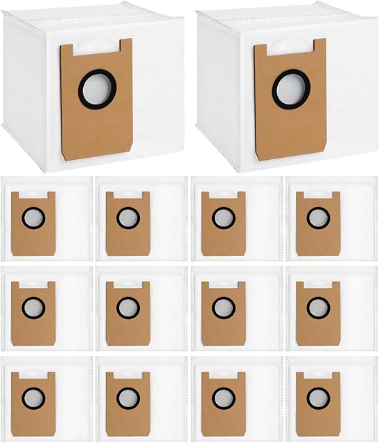 14 Pack Replacement Dust Bags Compatible with for AIRROBO T20+/ T25+/ T30+ Robot Vacuum, Large Capacity Disposable Dust Bags White