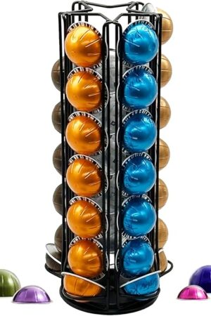 Vertuo Pod Holder Carousel Stand Capsule Storage Organizer for 35 Black