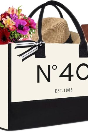 30th/40th/50th/60th/70th Birthday Gift Canvas Tote Bag for Women, Keepsake Beach Bag Party Birthday for Her