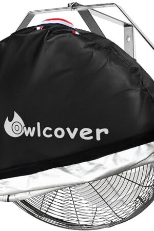 Wall Mounted Non Oscillating Fan Cover 18-21 Inch Heavy Duty 600D Waterproof Dustproof Industrial Outdoor Fan Protector Black (Cover Only)