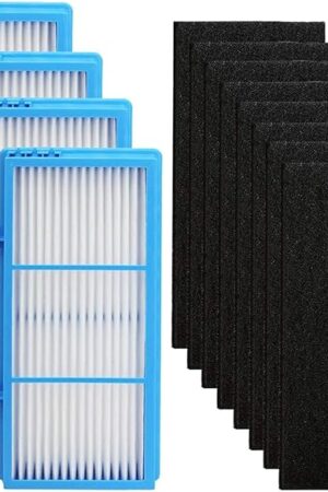 4 HEPA Filter +8 Carbon Booster Filters for Holmes AER1 Type Total Air Filter Replacement Filter for HAPF3OAT and HAP242-NUC