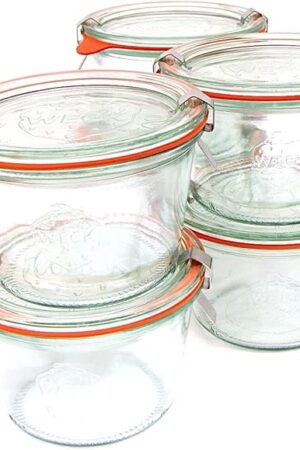 Weck 741 - 0.25 Liter Mold Jars with Lids - 6 Rings and 12 Clamps