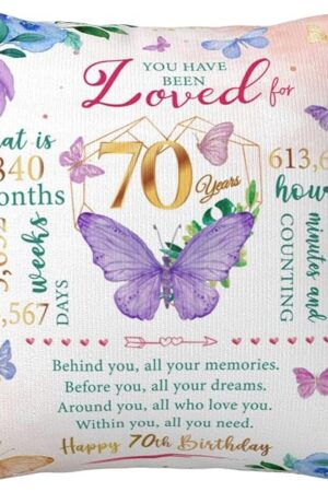 70th Birthday Gifts for Women, Best Gifts for 70 Year Old Woman Birthday, 1955 Meaningful 70th Birthday Gift for Women Decorations Throw Pillow Covers 18×18 Inches