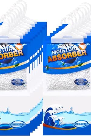 ZSZMFH 15 Pack Moisture Absorber Hanging Bags, Fragrance Free Humidity Packs, Hanging Closet Dehumidifier Bags, Moisture Absorber Packets-220g/pack.