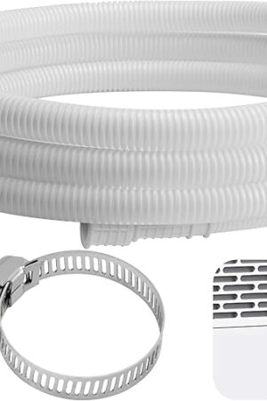6.5 Ft Dehumidifier Drain Hose 3/4" FHT- Cuttable Leakproof Dehumidifier Discharge Hose for Drainage- Flexible Universal Corrugated Drain Hose Replacement with Clamp for Most Dehumidifier