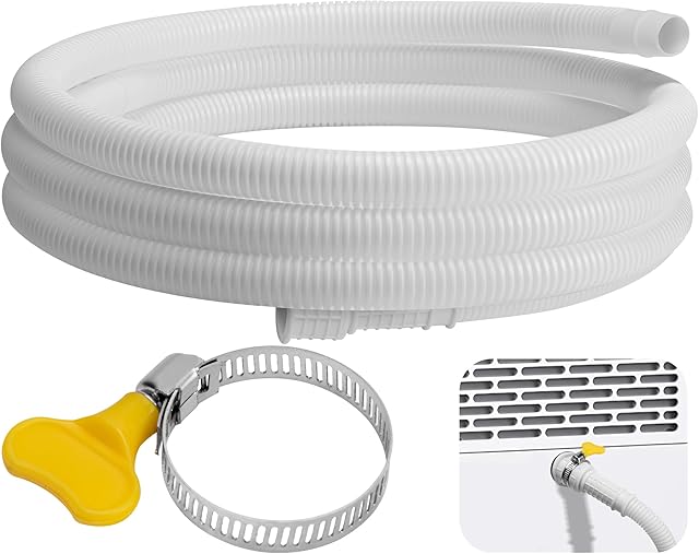 6.5 Ft Dehumidifier Drain Hose 3/4" FHT- Cuttable Leakproof Dehumidifier Discharge Hose for Drainage- Flexible Universal Corrugated Drain Hose Replacement with Clamp for Most Dehumidifier
