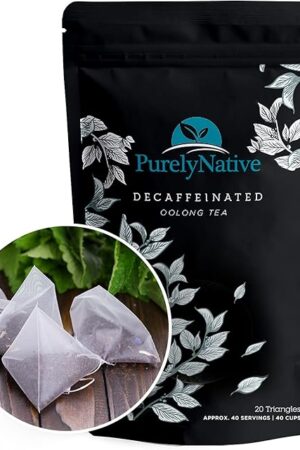 Decaffeinated Oolong Tea Bags, Great For Caffeine Free Hot Brew, Iced Or Kombucha Tea | Decaf Oolong Tea Triangles | 20 Tea Bag Sachets Makes 40 Cups Of Tea
