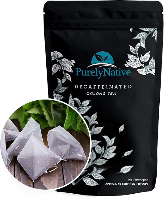 Decaffeinated Oolong Tea Bags, Great For Caffeine Free Hot Brew, Iced Or Kombucha Tea | Decaf Oolong Tea Triangles | 20 Tea Bag Sachets Makes 40 Cups Of Tea