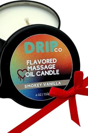 Drip Massage Candle 4 oz, Smokey Vanilla Pour Massage Oil on Body - Couples Gifts, Massage Therapy