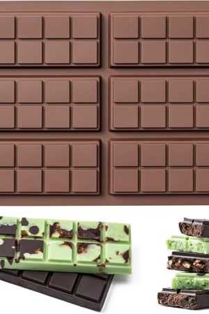 Chocolate Bar Mold,Non-Stick Chocolate Molds, 100% Food Grade Silicone Deep Mold for Dubai Pistachio Rod, Candy, Snacks, Knafeh Pistachio Rod and More(10 Snap)