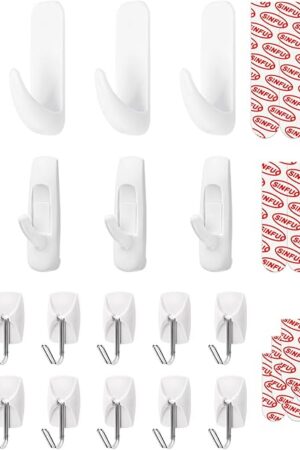 20 Hooks for Hanging Variety Pack,Adhesive Wall Hooks Heavy Duty with 20 Stirps,no Damage Large midium Small Sticky Utility Hooks for Outdoor?Tower?Keys