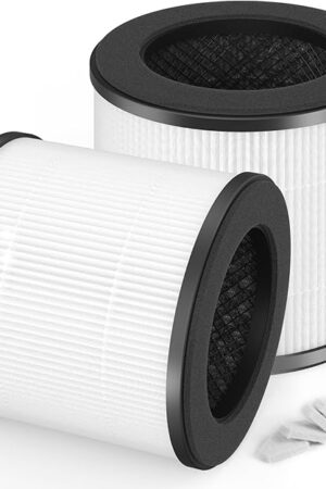 AC300 Replacement Filter Compatible with Purivortex AC300 Purifiers, 3-in-1 Filter（2-Pack）-White