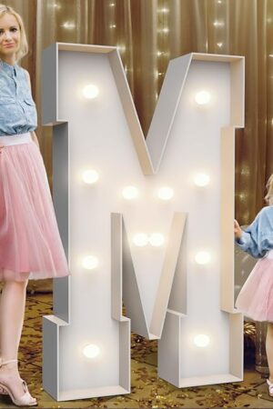 4FT Marquee Light Up Letters M,Party Decoration Large Marquee Light Up Letters with Weighted Water Bag,Pre-cut Foam Board Set Can Be Used for Birthdays,Weddings,Baby Anniversaries