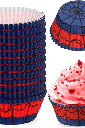 300 Pcs Cupcake Liners Paper Baking Cups Muffin Cupcake Wrappers for Cakes Baking Ice Cream Dessert Cheese Wedding Birthday Party Supplies(Red Blue)