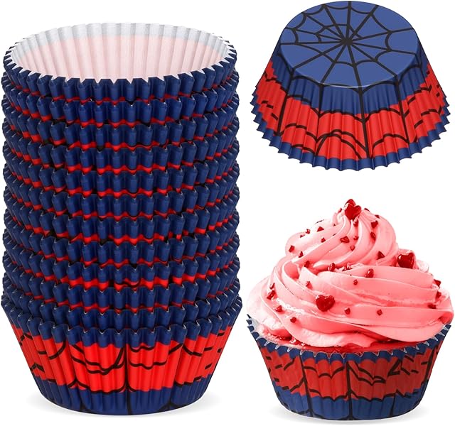 300 Pcs Cupcake Liners Paper Baking Cups Muffin Cupcake Wrappers for Cakes Baking Ice Cream Dessert Cheese Wedding Birthday Party Supplies(Red Blue)
