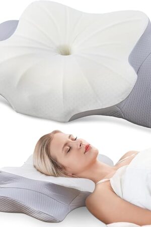 DONAMA Cervical Pillow for Neck and Shoulder,Contour Memory Foam Pillow,Ergonomic Neck Support Pillow for Side Back Stomach Sleepers with Pillowcase