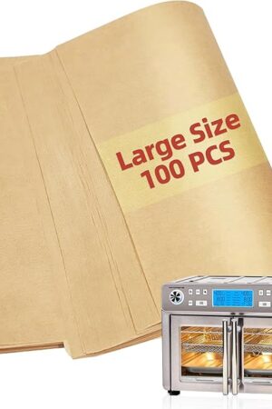 Air Fryer Paper Liners for Emeril Lagasse Dual Zone 360 Air Fryer Oven Combo with French Door, 100 PCS Large Size Parchment Paper Square Airfryer Liner Baking Sheets for Emeril Lagasse 360 Toster Oven
