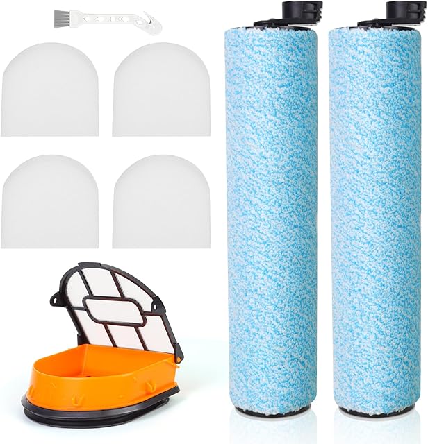 WD161 Replacement HEPA Filter and Brush Roller Set for Shark HydroVac MessMaster AW261, WD160, WD161, WD260, WD261, WD265 Corded 3-in-1 Vacuum, 2 Brush Roller, 4 Foam Filter, 1 Outer-Filter
