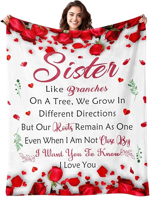 Sister Birthday Gifts - Gifts for Sister Birthday from Sisters Brother - Best Sisters Ever Present for Women - Christmas Mothers Day Valentines Day Gift for Sister‘s Adult - Throw Blanket 50" x 60"