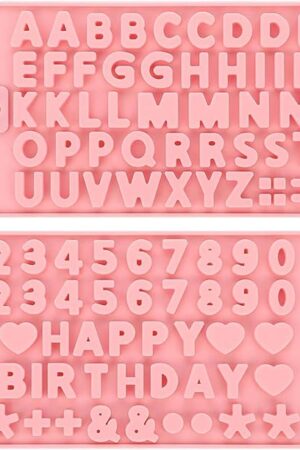 2 pcs Number Chocolate Molds and Letter Silicone Molds, with 2 Droppers, Happy Birthday Cake Decorations Baking Mould,for Chocolate, Candy, ice cubes,cake cookies