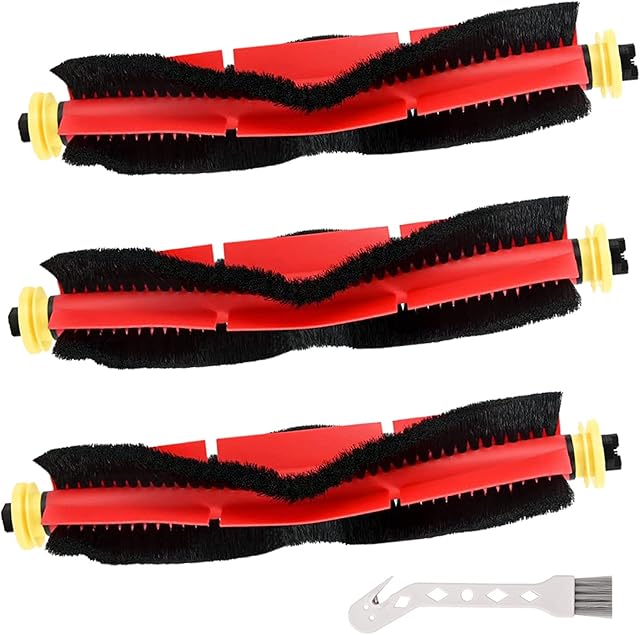 3 Pack Roborock Main Brushes Replacement Parts - Compatible with Roborock S6 Pure, S6 MaxV, E4, S4 Max, S5, S5 Max, S4, E2, E3, E5, E20, E25, E35, S50, S65, Xiaomi Mijia Robot Vacuum Cleaner
