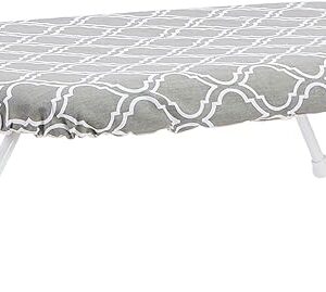 Amazon Basics Compact Tabletop Ironing Board with Folding Legs - Trellis Removable Cover, Chevron, 23.6"L x 7.1"W x 14.3"H